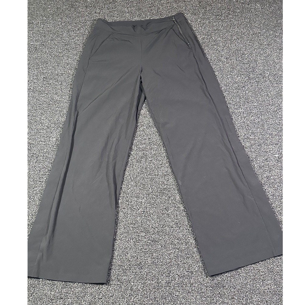 Athleta Womens Wide Leg Side Zip Travel Pants Black Gray Size 0 Snap Leg Hem